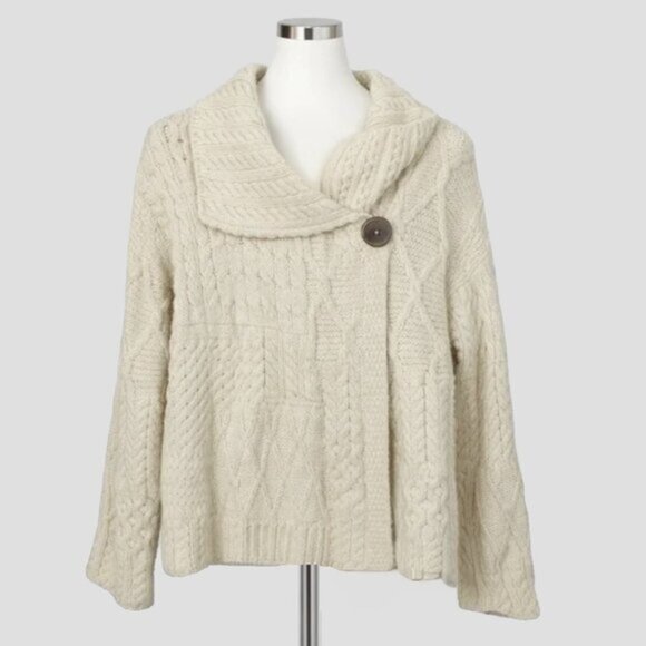Carraig Donn Sweaters - Carraig Donn Irish Chunky Collared Aran Cable Knit Sweater